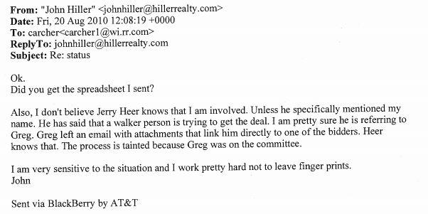 Email from John Hiller to Cindy Archer