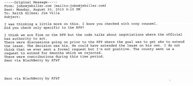 Email from John Hiller to Keith Gilkes and Jim Villa