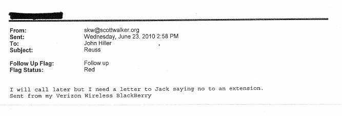 Email from Scott Walker to John Hiller about Reuss