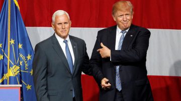 Pence and Trump on stage
