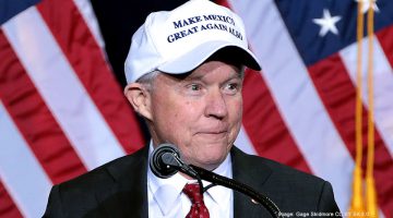 Jeff Sessions wearing Make Mexico Great Again Also hat