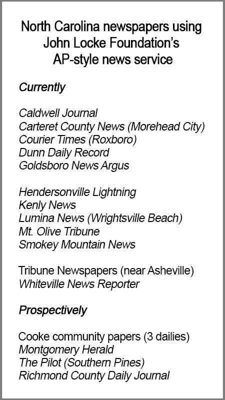 NC newspapers using JLF AP-style news service