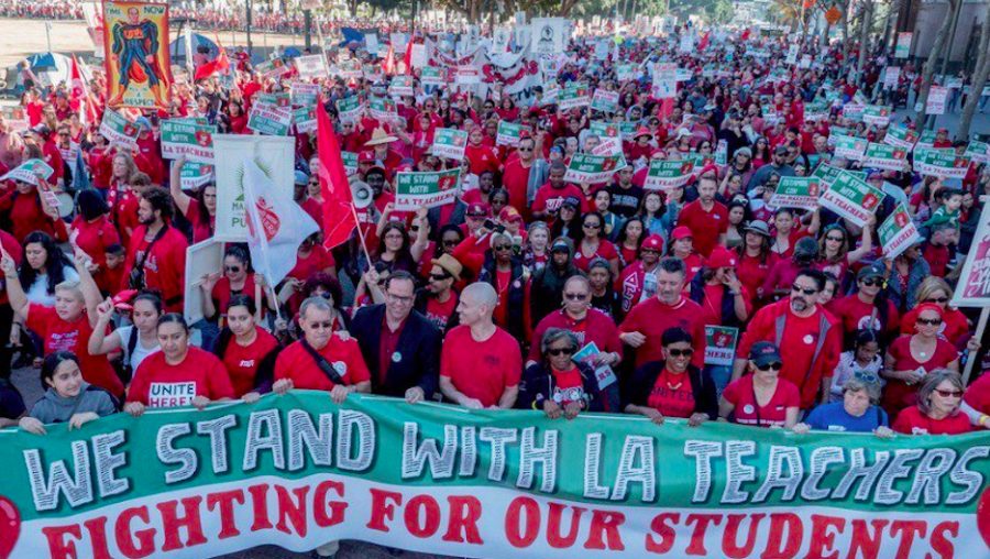 Thousands march for public education in Los Angeles.