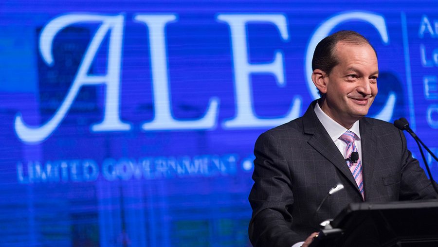 U.S. Secretary of Labor Alexander Acosta gives remarks at the 44th annual American Legislative Exchange Council (ALEC) meeting held in Denver, CO, July 2017