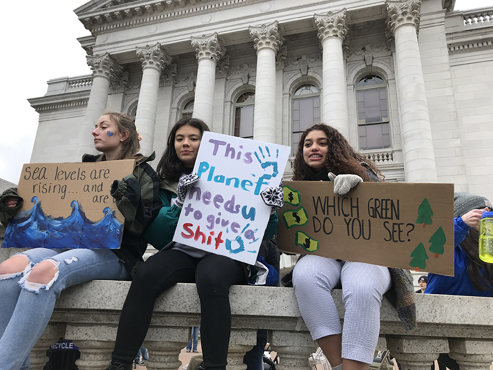 This Planet Needs U To Give A Shit, Climate March, Madison, WI, 3-15-2019
